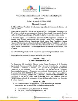 ACTAS COMISIÓN DEL DERECHO A LA SALUD Y DEPORTE