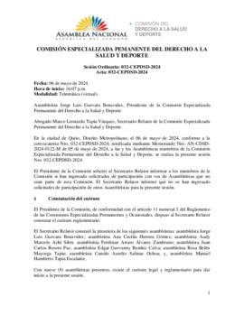 ACTAS COMISIÓN DEL DERECHO A LA SALUD Y DEPORTE