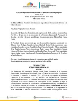ACTAS COMISIÓN DEL DERECHO A LA SALUD Y DEPORTE
